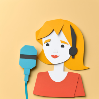 Vrouw met podcastmicrofoon