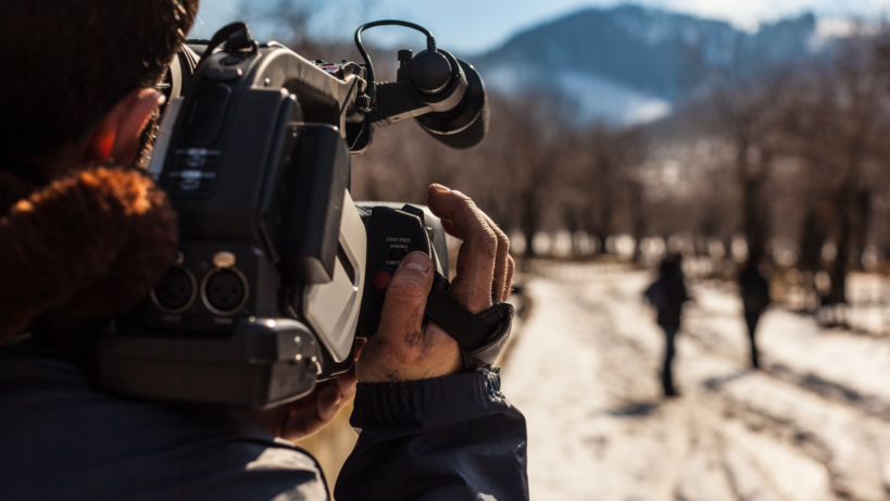 Foto cameraman sneeuw